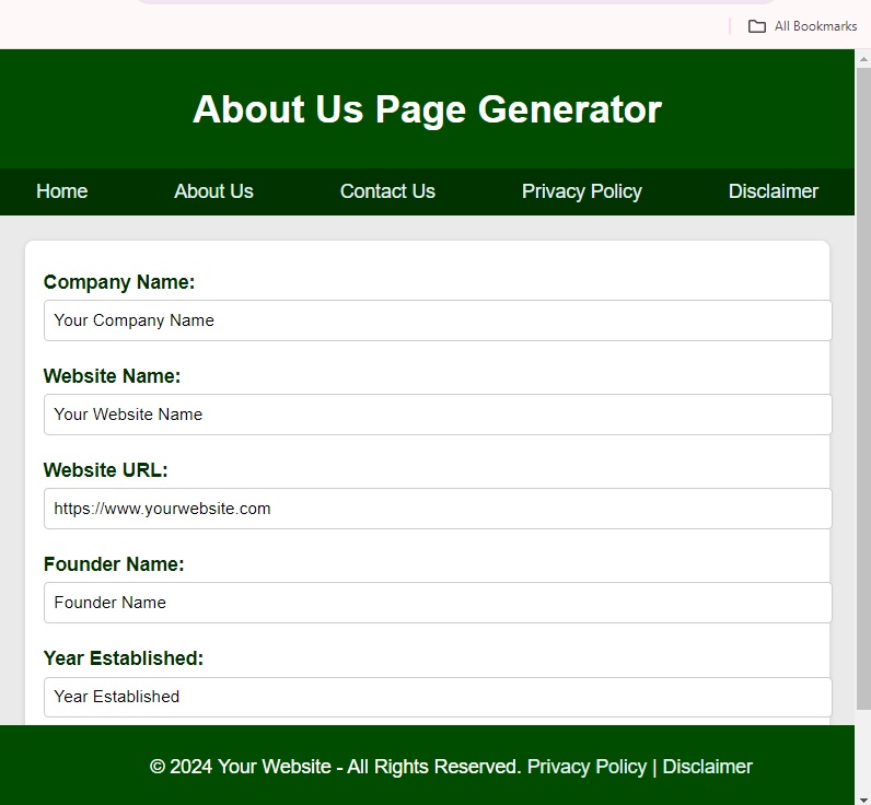 About Us Page Generator Script - Fast AdSense Approval & Engaging, Customizable Profiles